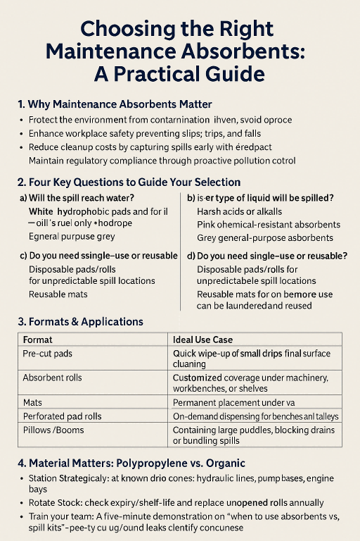 How to Choosing the Right Maintenance Absorbents
